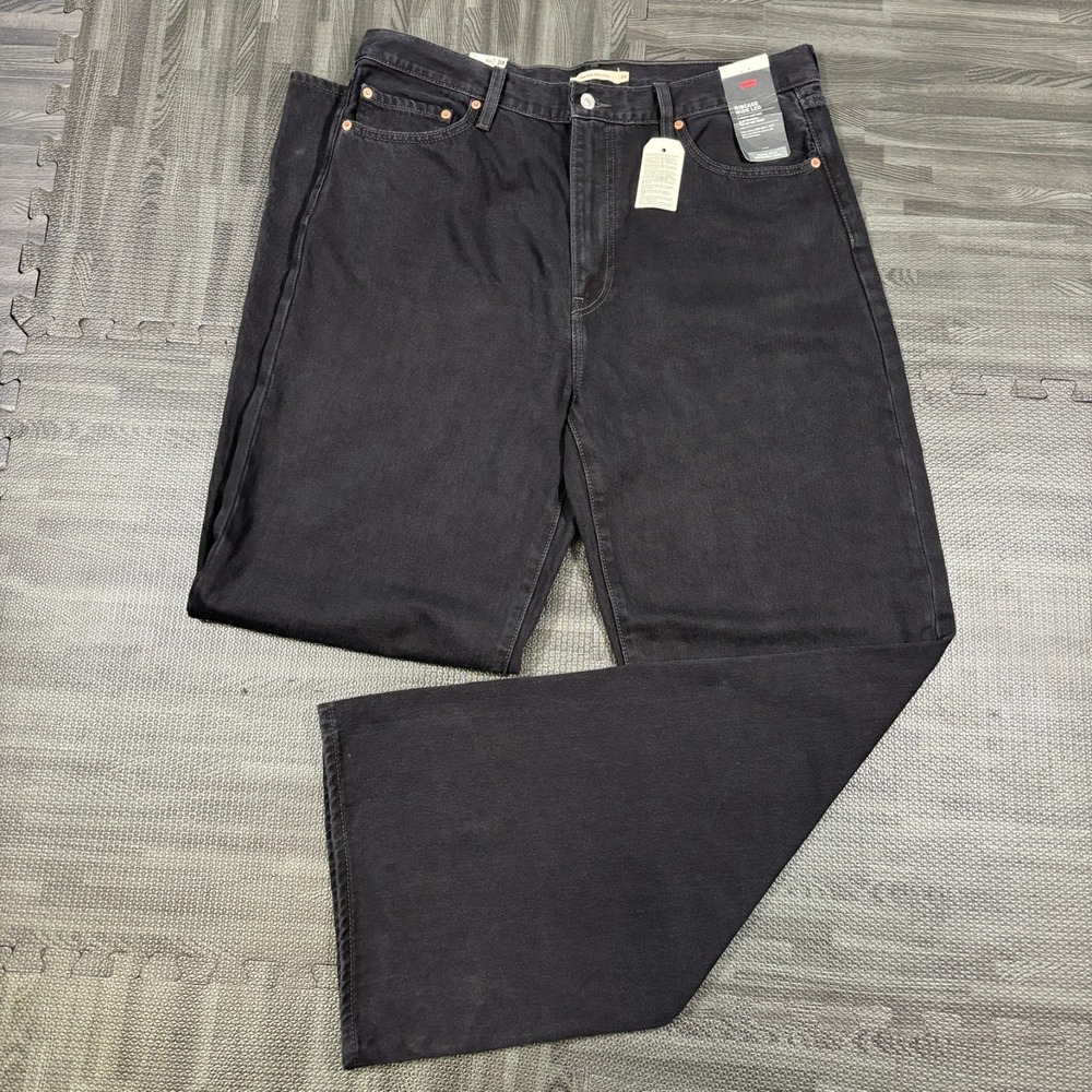 Levis Premium Ribcage Wide Leg Jeans Womens 34 (38x35) Black NEW Cotton Denim